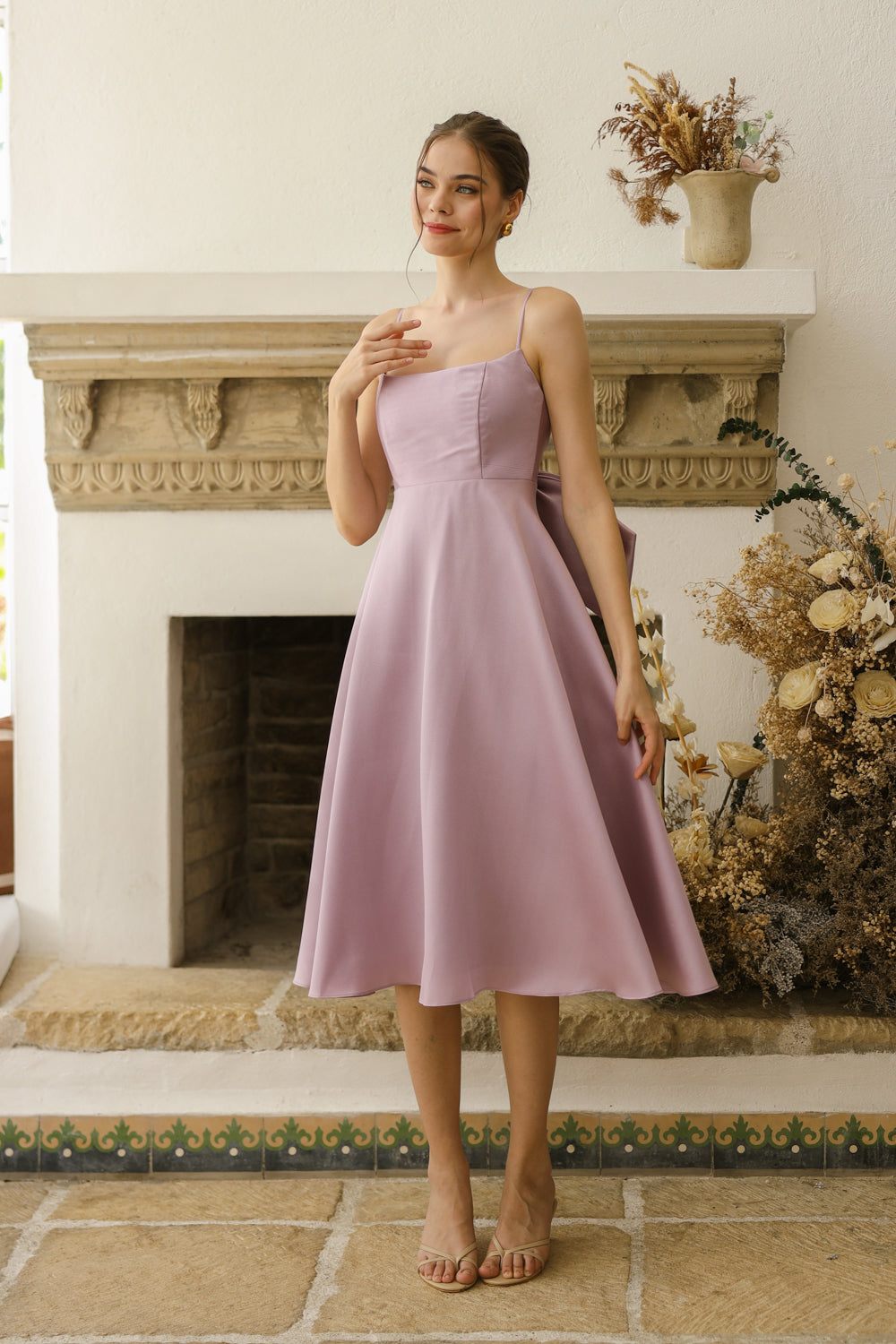 ODETTE Strappy Midi Dress with Bow Back (Lavender Gazaar) SAME DAY DELIVERY - SMALL
