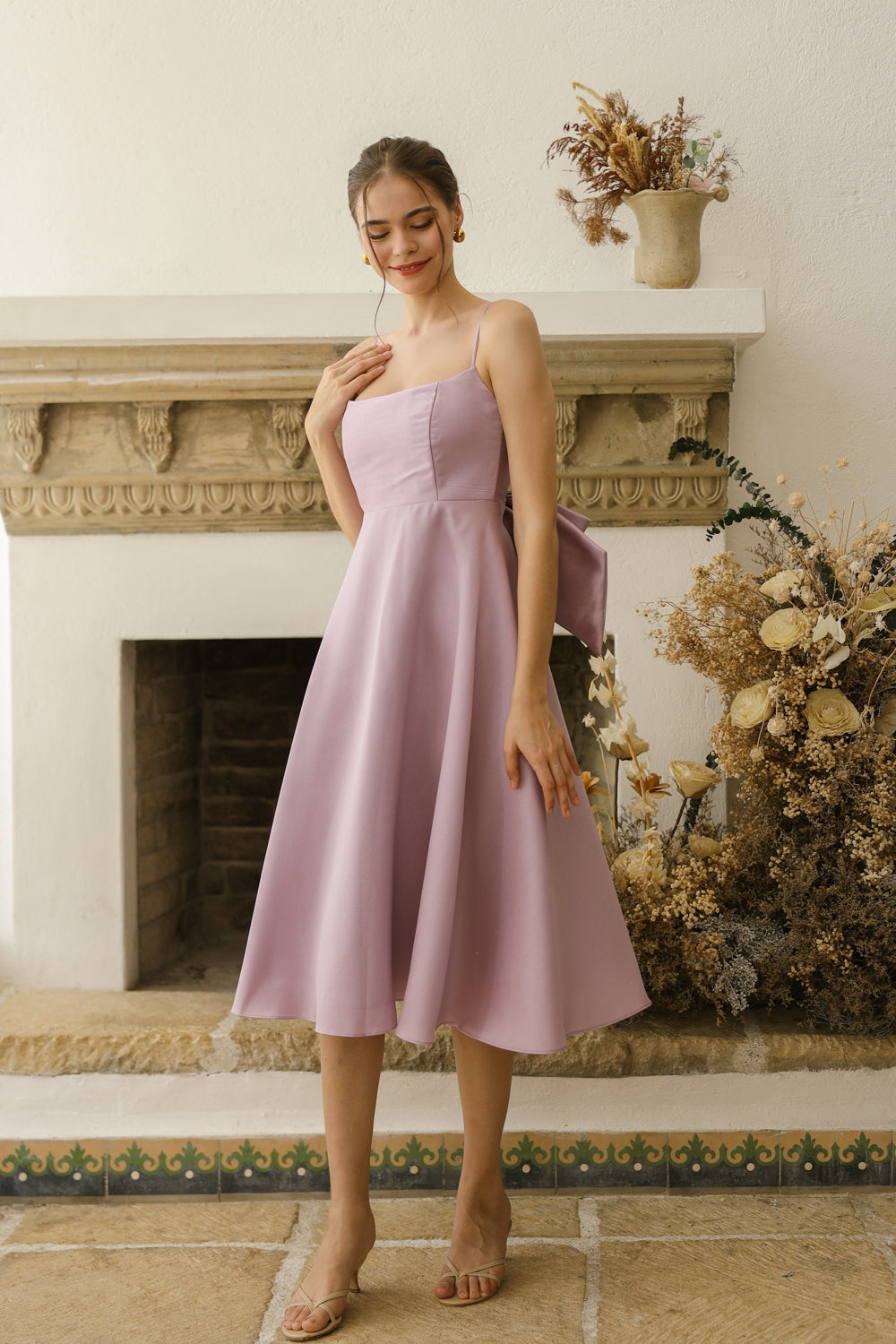 ODETTE Strappy Midi Dress with Bow Back (Lavender Gazaar) SAME DAY DELIVERY - SMALL