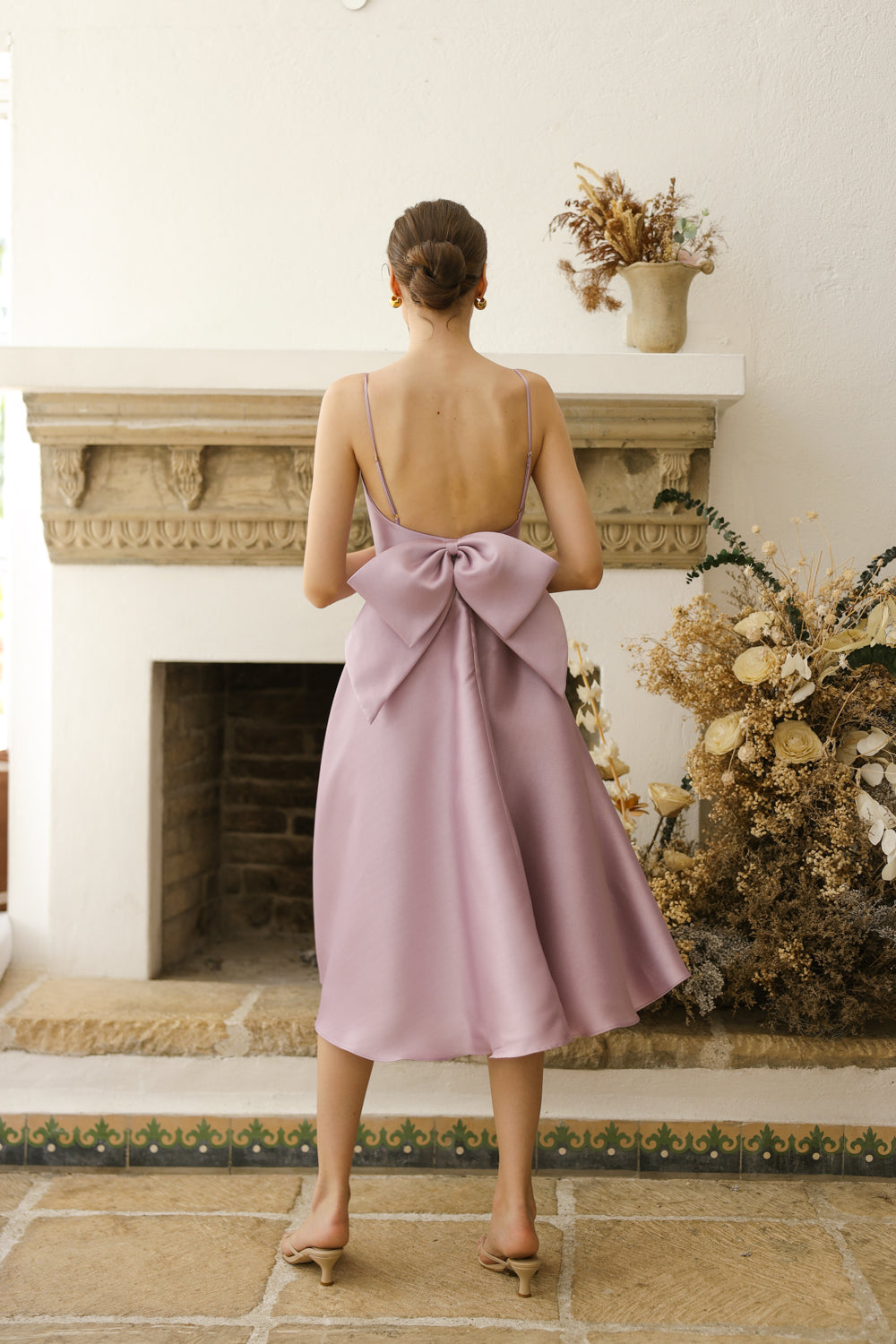 ODETTE Strappy Midi Dress with Bow Back (Lavender Gazaar) SAME DAY DELIVERY - SMALL