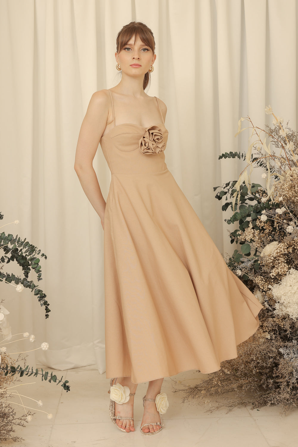 light beige dress Gia Twist Front Mini Dress