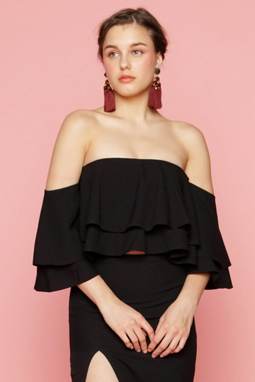 Ladies black off the shoulder top on sale