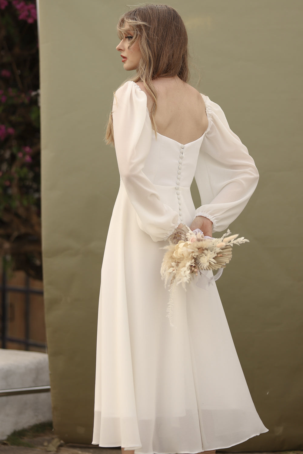 white chiffon dress midi Zara - Embroidered Chiffon Cotton Dress - M - Oyster-White