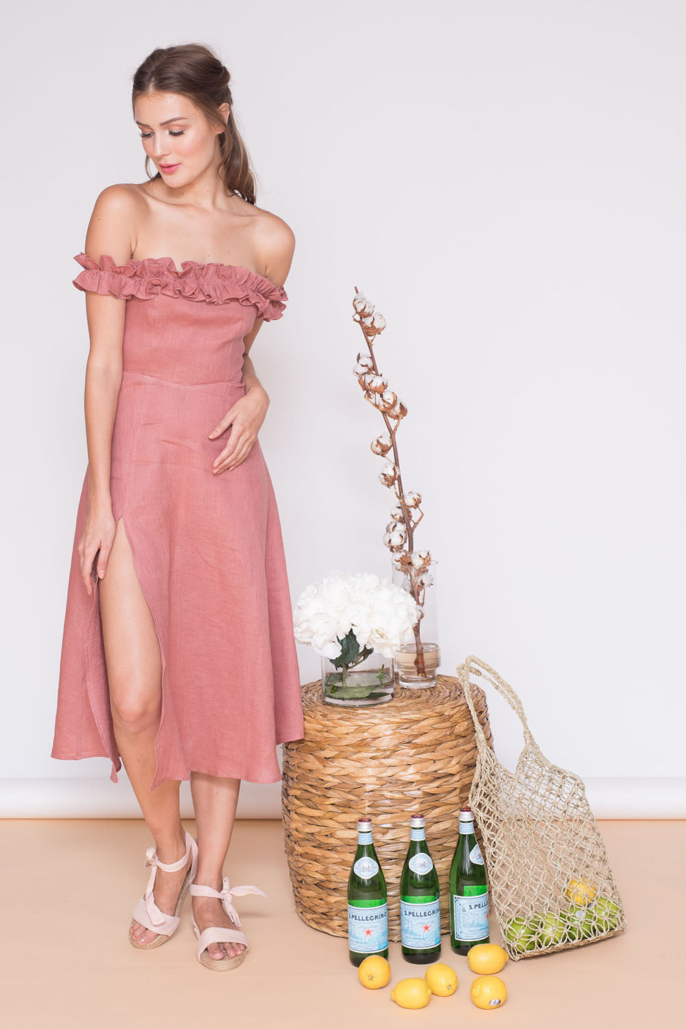 old rose off shoulder dress Sophisticated off-the-shoulder misty rose Maxi dress, Garden of Eden XS / 2 / Pink