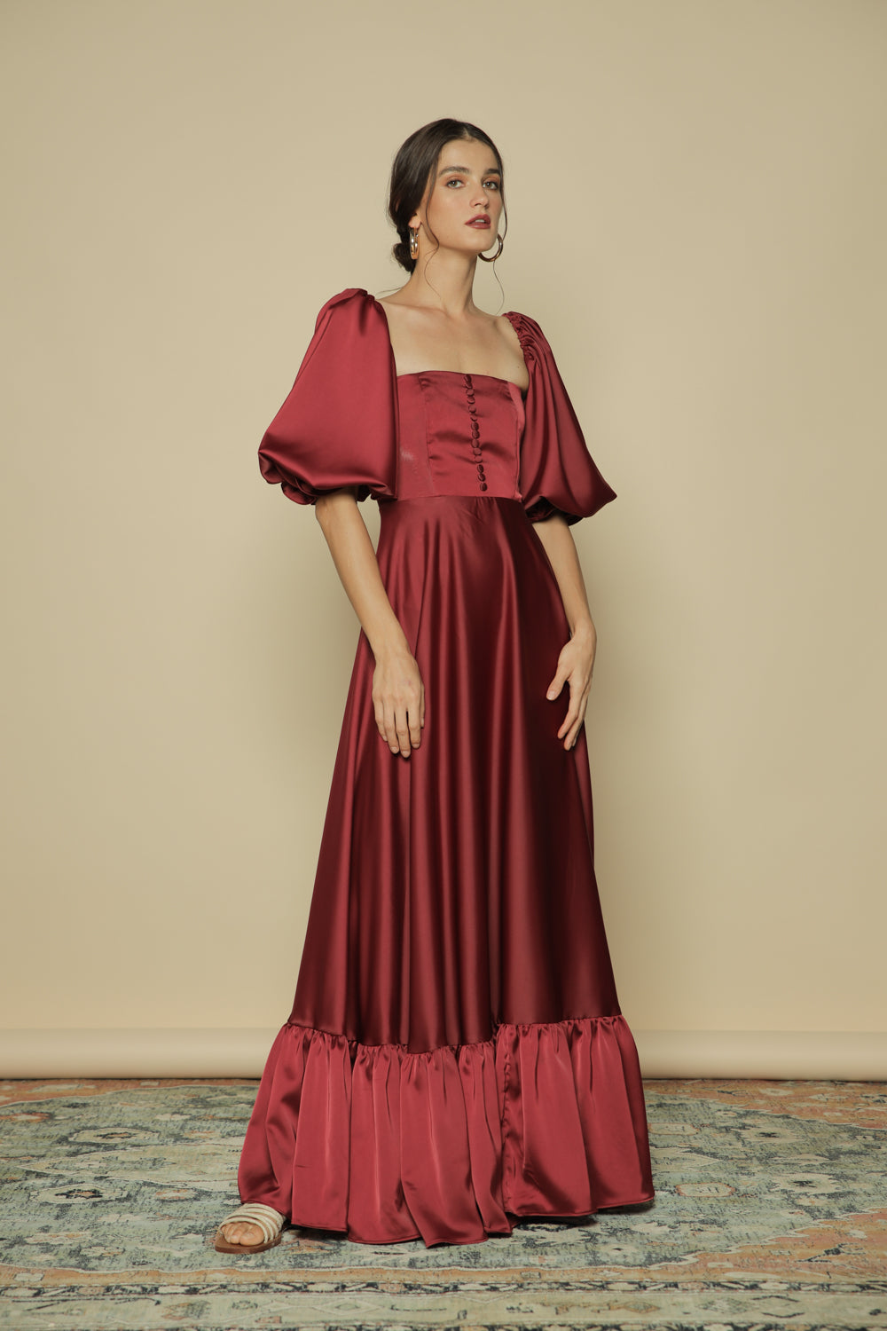 fira maxi dress Cinq A Sept Fira Tiered Silk Dress, Pomegranate, Women's, 4
