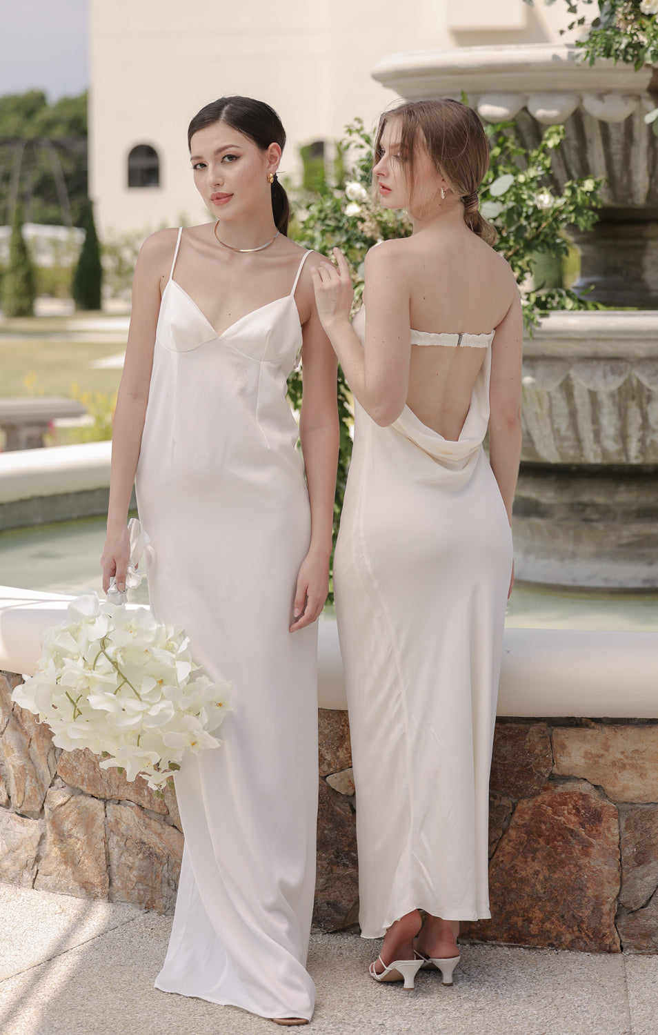 AURELIA Strappy Backless Maxi Dress (Ivory White Silk Crepe)