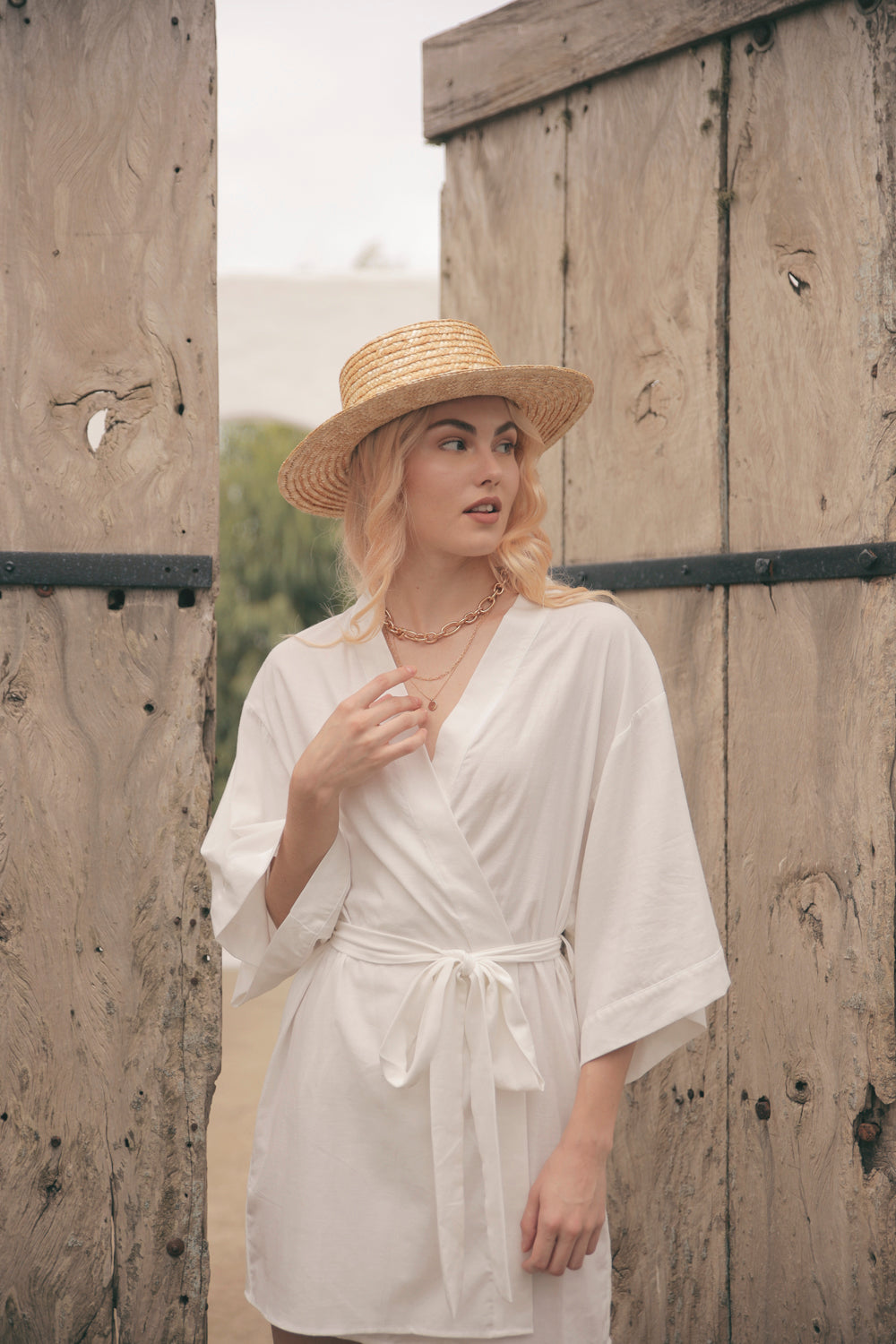 CORFU Linen Robe Dress (White Linen) CORFU Linen Robe Dress (White Linen)