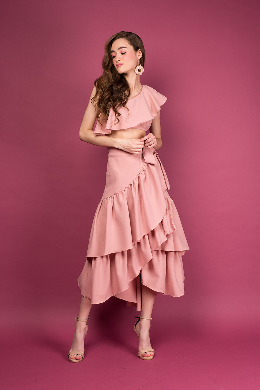 LOLITA Ruffle Wrap Skirt (Blush Pink) - Main Image