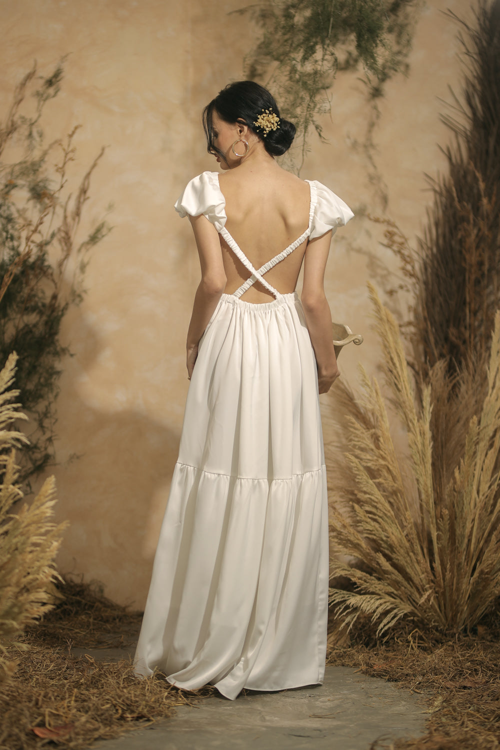 Cross back cheap long dress