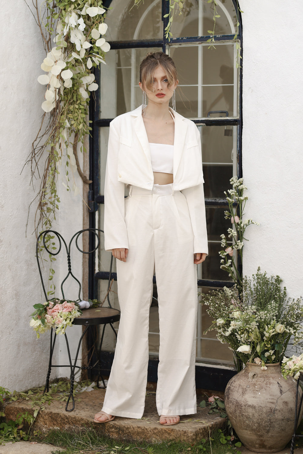 Blazer Crop Top Trouser Suit SheIn Women's Crop Top Blazer And