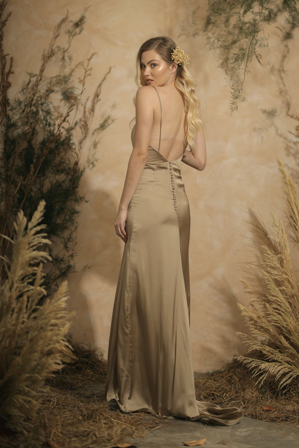 maxi dress with trail Ball Gown With Long Trail XS / White / Satin