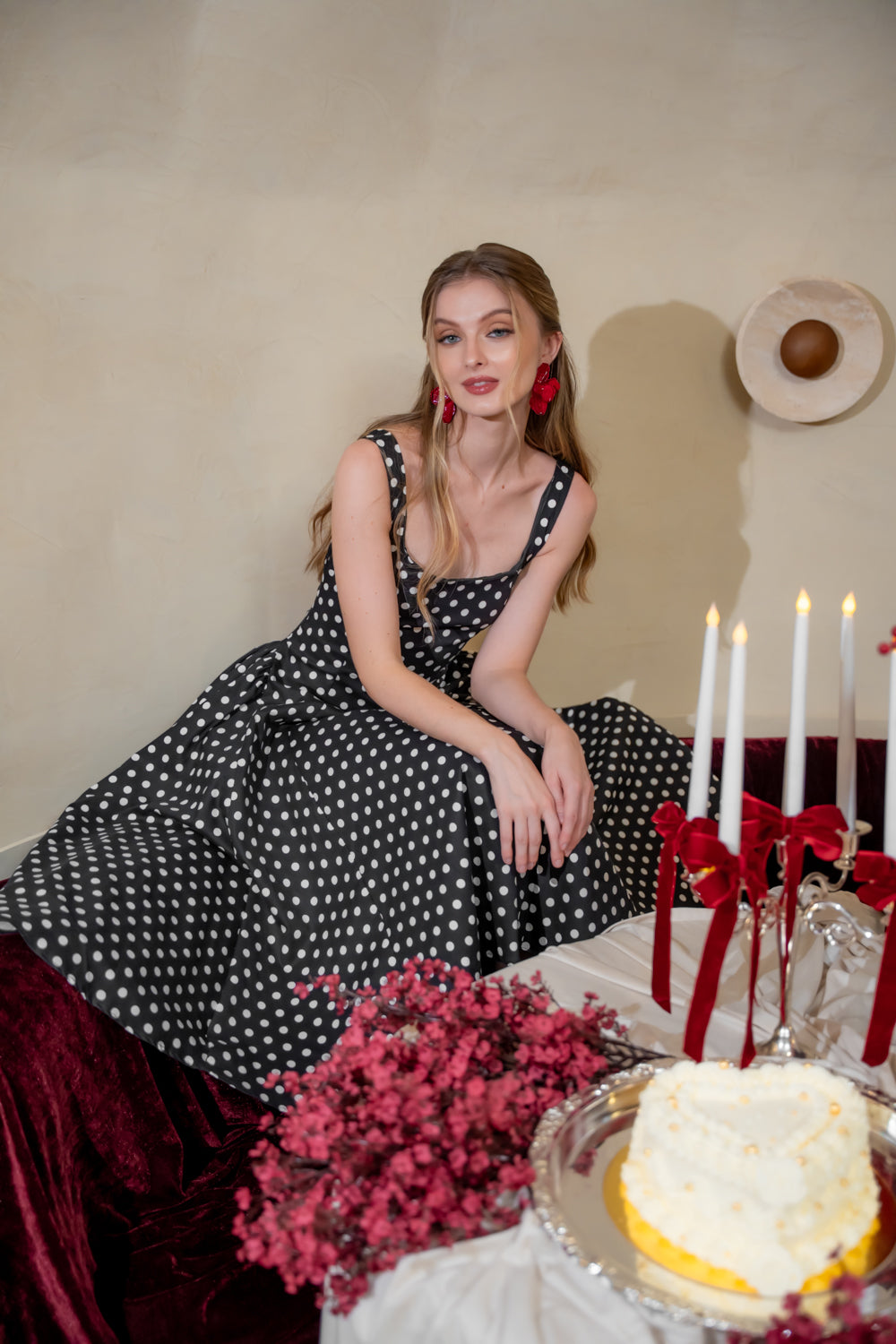 ARABELLA DRESS Sleeveless Midi Dress with Shirred Side Skirt (Dark Denim)