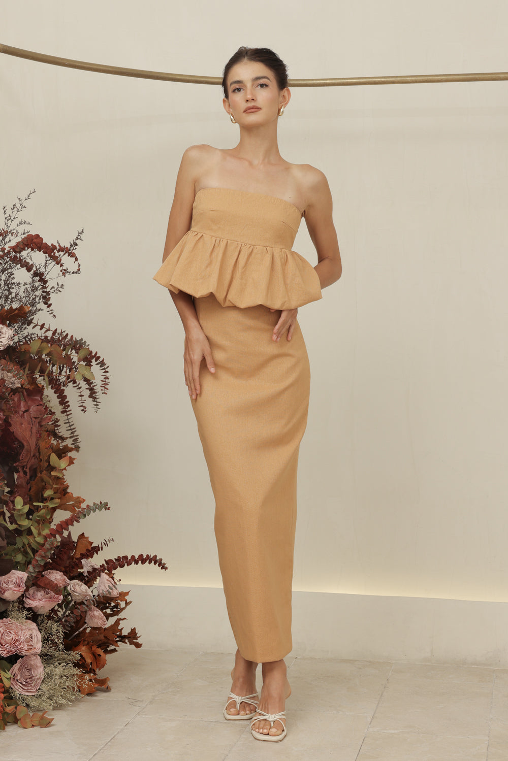 Pencil Skirt Peplum High Low Tops High Waist Peplum Floral Pencil