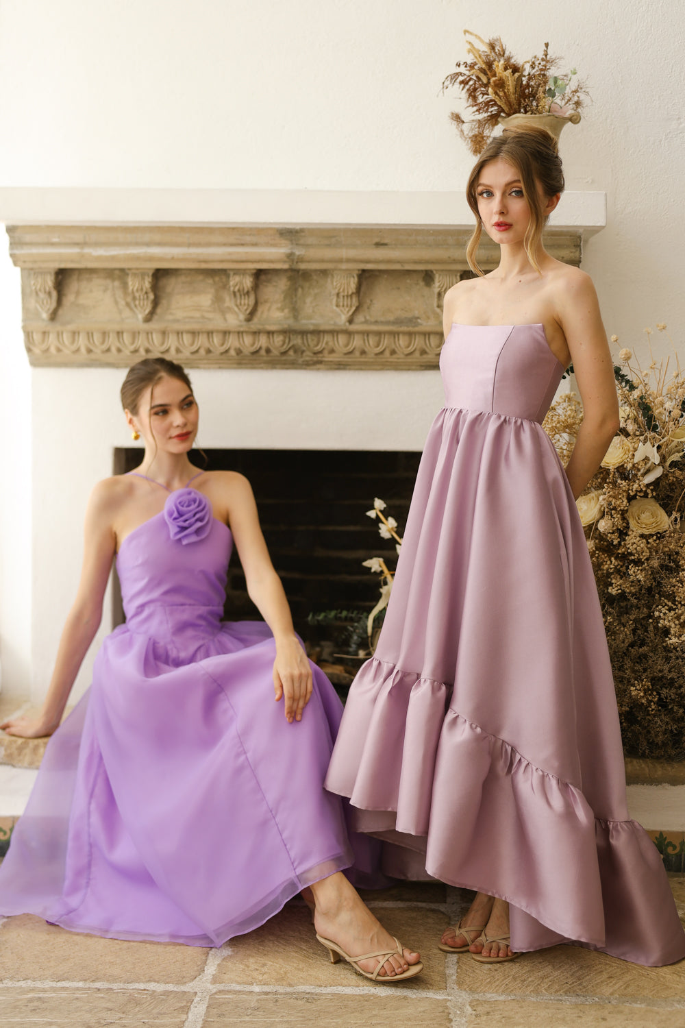 MADELEINE Strapless High Low Gown with Ruffle Hem (Lavender Gazaar)