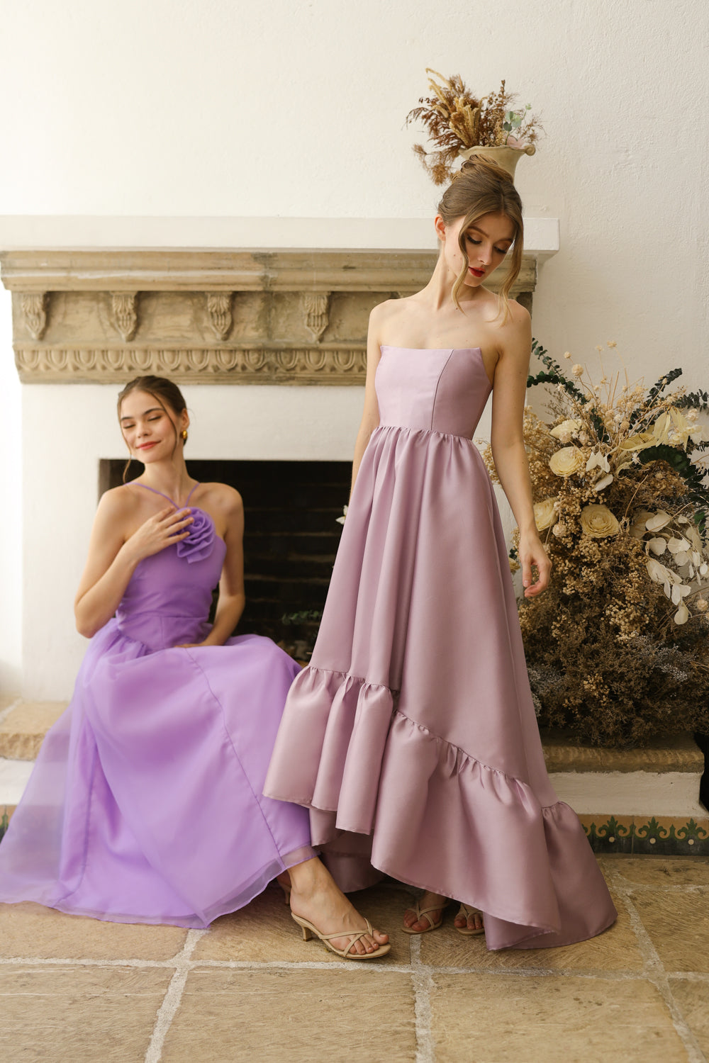 MADELEINE Strapless High Low Gown with Ruffle Hem (Lavender Gazaar)