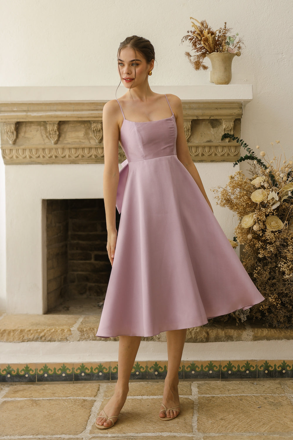 ODETTE Strappy Midi Dress with Bow Back (Lavender Gazaar) SAME DAY DELIVERY - SMALL