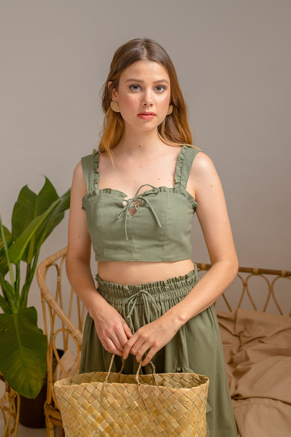 RUSTIC TULUM RUFFLED HALTER TOP - Out Of My Kloset Boutique