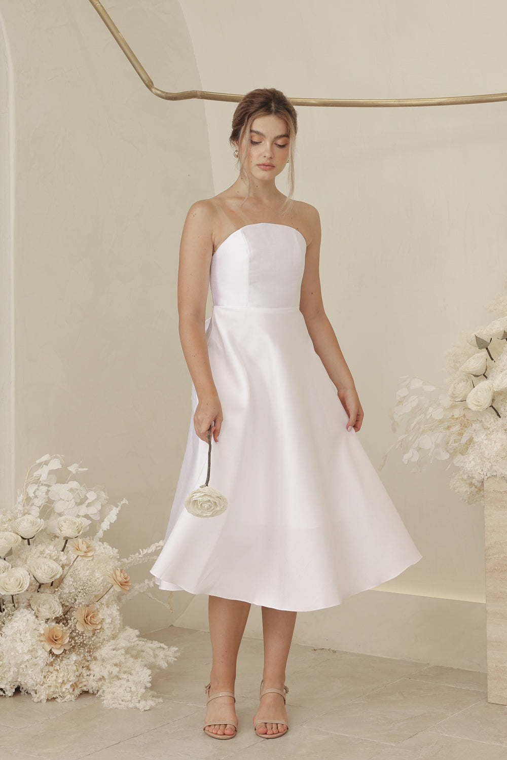 Strapless tea hotsell length wedding dress