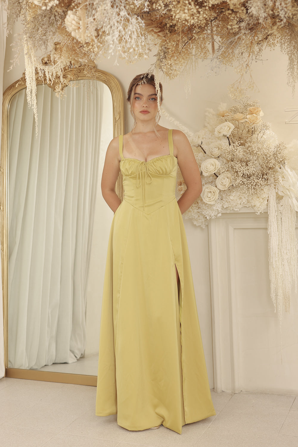 Yellow best sale silk dress