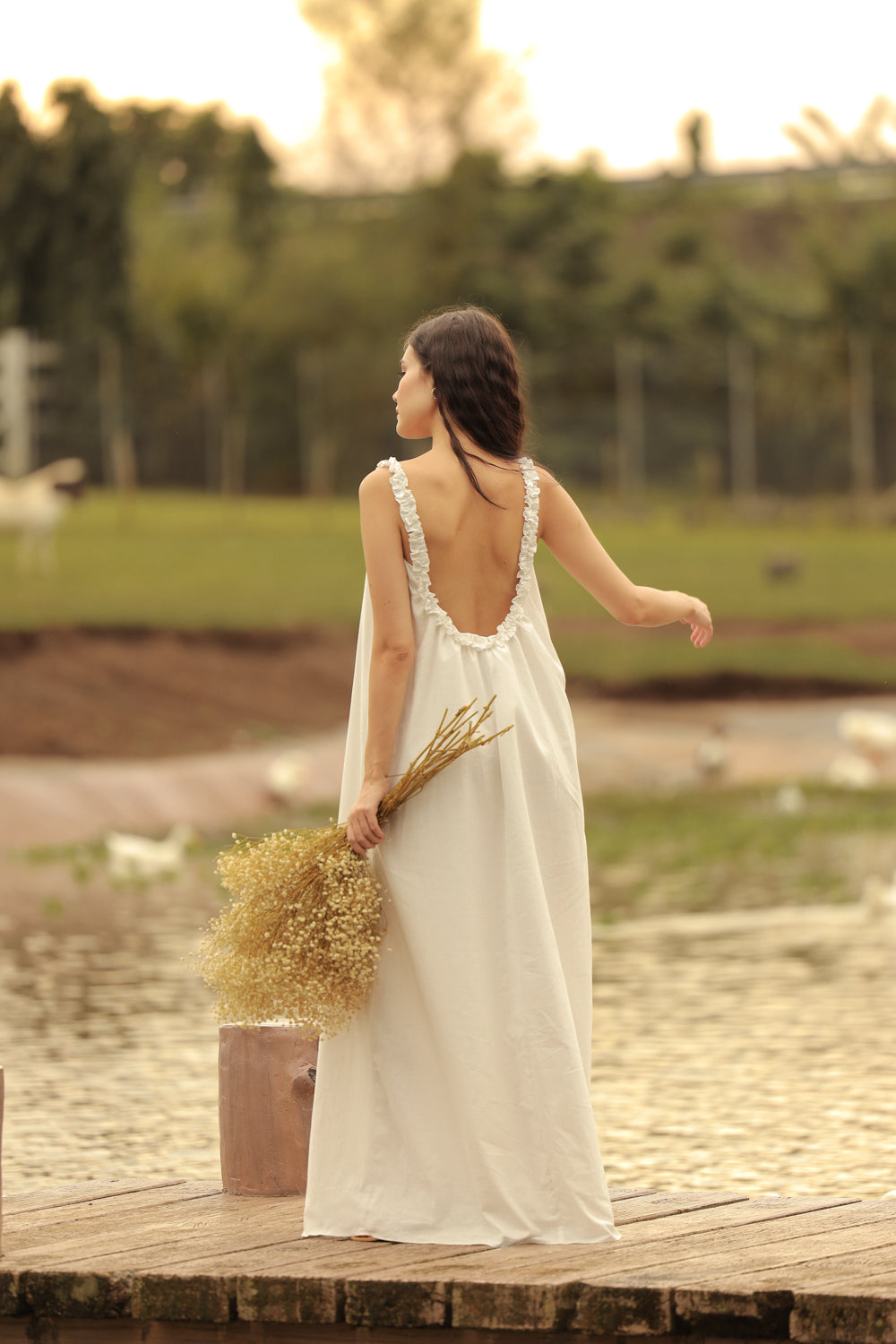 White linen dress for best sale beach wedding