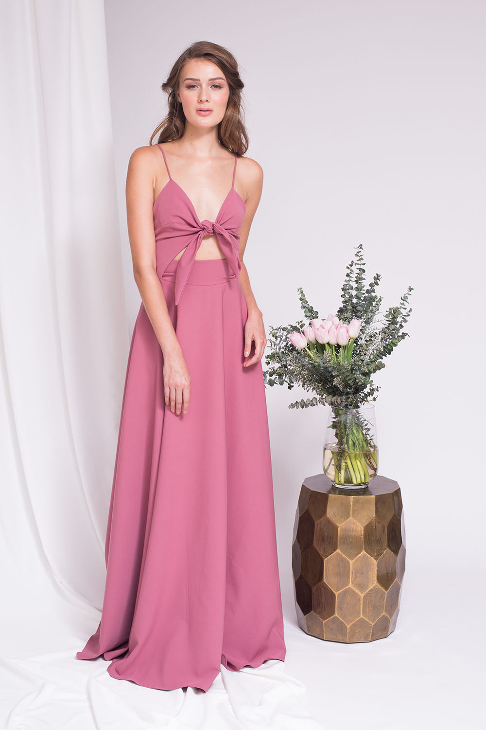 SICILY Bow Front Maxi Dress (Old Rose) – Zoo Label